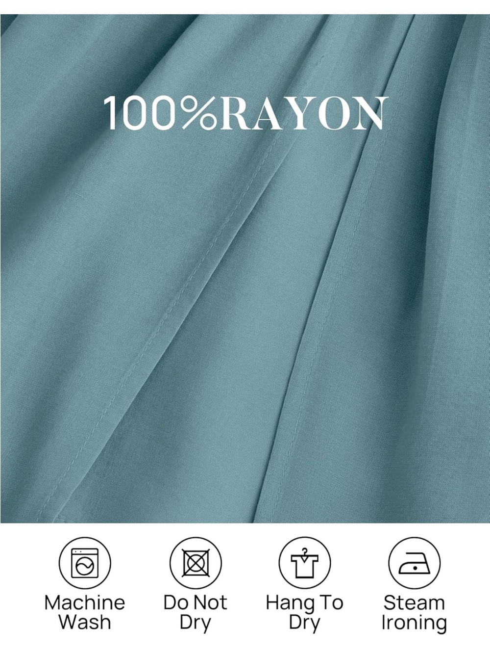 Smocked Off-Shoulder Maxi Dress in Dusty Teal with Side Slit - Picture 4 of 5